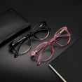 thumbnail image 6 of Blue Light Blocking Glasses, 2 Pack Computer Reading Glasses for Anti Eyestrain，Stylish Oval Frame, Anti Glare(Black Purple + Clear Pink, +0.75 Magnification), 6 of 6