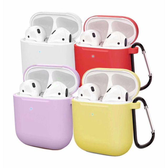 Étui Compatible pour AirPods, Étui en Silicone, Peau Protectrice pour Apple AirPods 1 2 (Lot de 4)