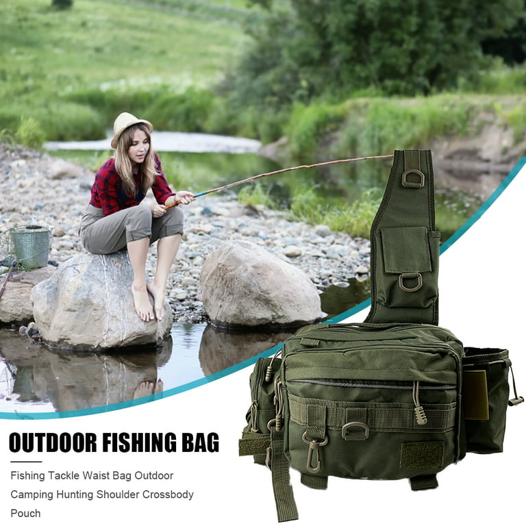 Fishing Tackle Bag Outdoor Camping Shoulder Crossbody Pouch (Army Green) 