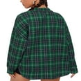 thumbnail image 3 of Women Plaid Shirt Flannel Oversized Checked Shirt Long Sleeve Blouse Tops, 3 of 6