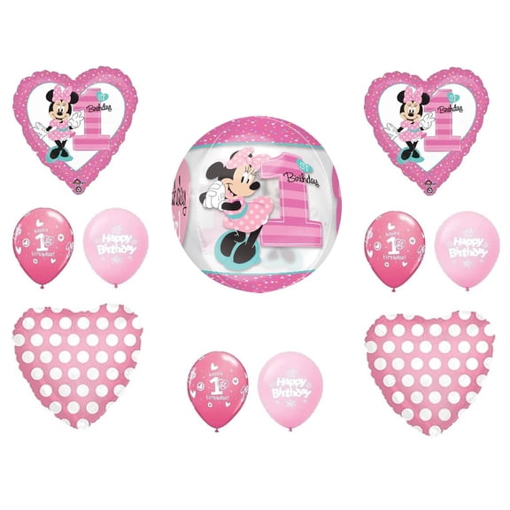 Baby Minnie Mouse Birthday 1st First Party Balloons Decorations