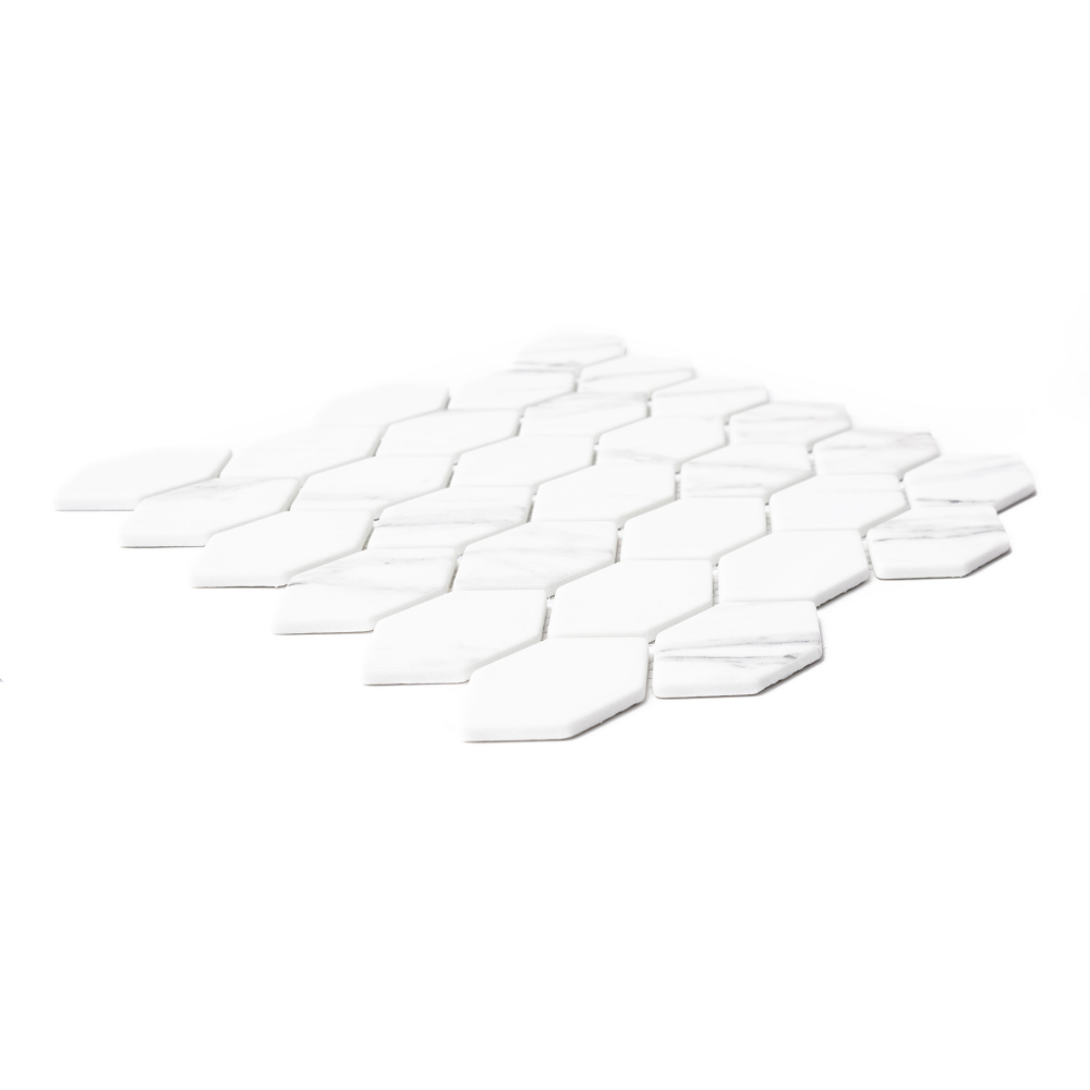 The Tile Life Recycled Serenity 4" x 4" Carrara Matte Glass Mosaic Tile Sample, 1 Piece