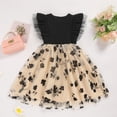 thumbnail image 3 of ZEHJUHAN Toddler Girl's Ruffle Sleeve Bow Princess Dress Sleeveless Round Neck 3D Floral Embroidery Mesh Party Dresses Black，2Y, 3 of 7