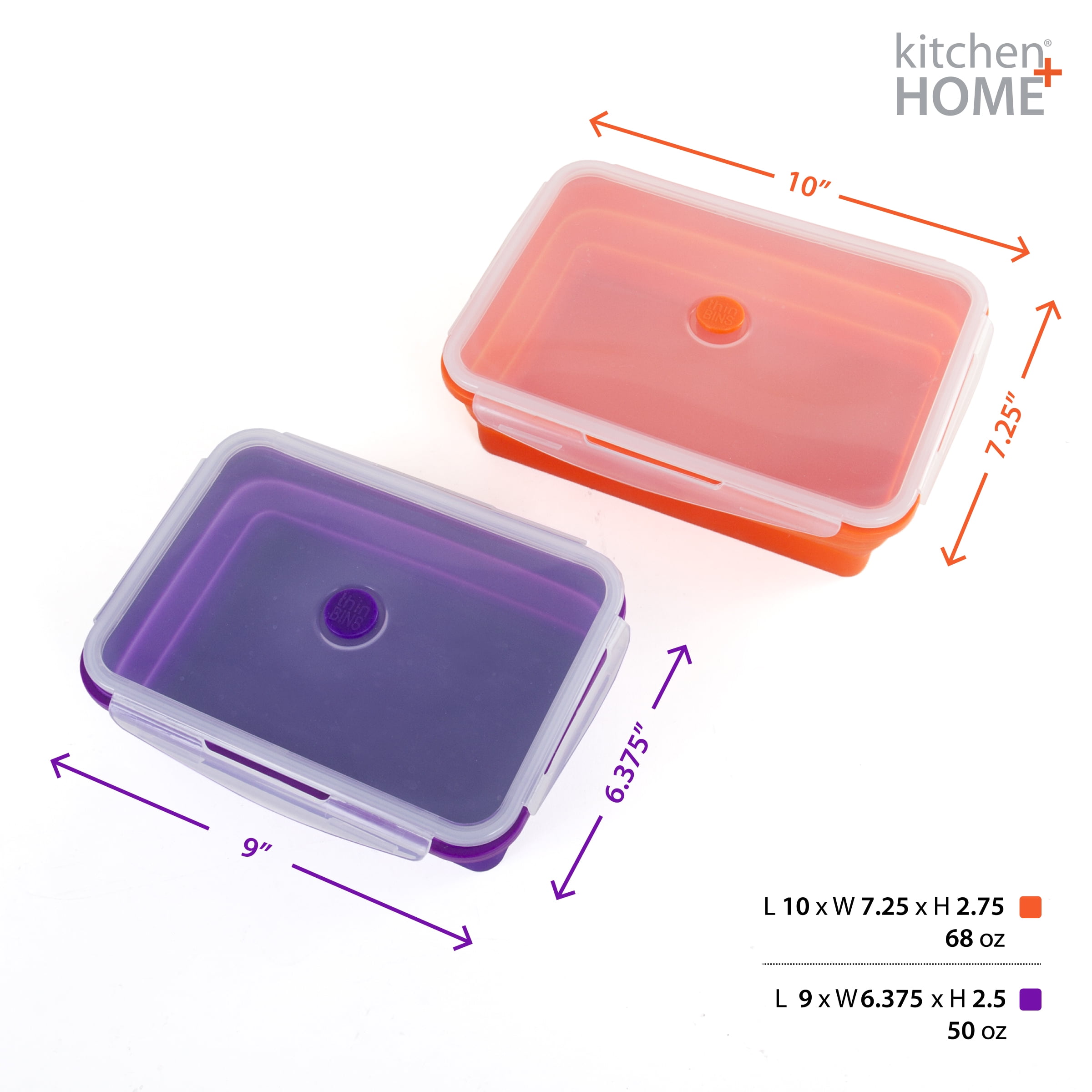 Collapsible Food Storage Containers with Airtight Lid, 4 Sizes, Annaklin  Small and Large Stacking Silicone Collapsible Meal Prep Container Set for