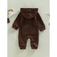 thumbnail image 4 of Gureui Toddler Baby Girl Boy Romper, Long Sleeve Solid Color Hooded Neck Casual Long Jumpsuit for Fall Spring, 4 of 9