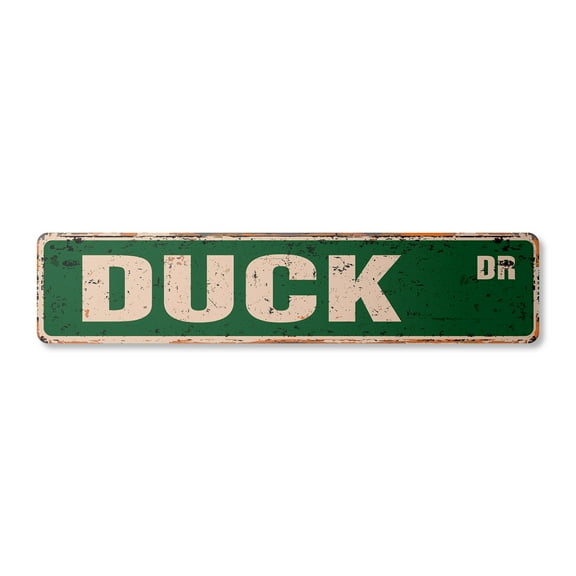 DUCK Vintage Plastic Street Sign quack bird pond feathers hunter | Indoor/Outdoor |  18" Wide