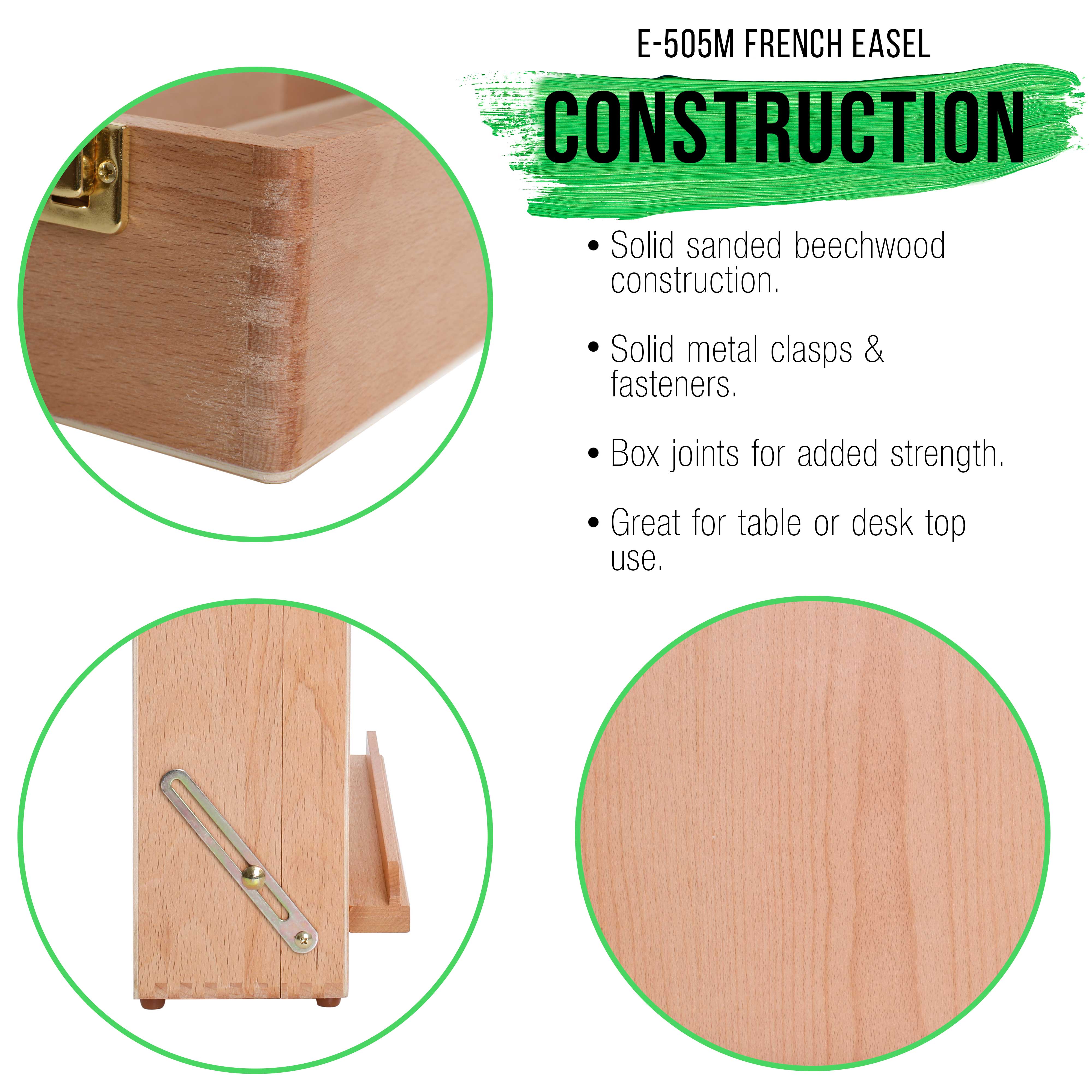US Art Supply Newport Large Adjustable Wood Table Sketchbox Desktop Artist Easel