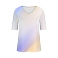 thumbnail image 3 of Womens Clothing Homenesgenics Woman Clothes under $5 2025 Women's Fashion Tees Casual V-Neck Loose Cute T Shirt 1/2 Sleeve Ladies Tops Purple S, 3 of 4