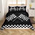 thumbnail image 1 of Erosebridal Housse de Couette Drapeau à Damier Simple, Housse de Couette Géométrie Nid d'Abeille Simple, Décoration de Voiture de Course, Réversible 2 Pcs (Sans Couette), 1 of 7