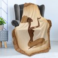 thumbnail image 4 of African Soft Flannel Fleece Throw Blanket, Folk Art Element Frame Native Lady Hand Gesture Antique, Cozy Plush for Indoor and Outdoor Use, 60" x 80", Brown Pale Brown, by Ambesonne, 4 of 5