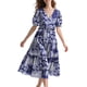 thumbnail image 1 of Vestido midi YESNO de verano con estampado floral con cuello en V y manga abullonada S EVX CR459, 1 of 4