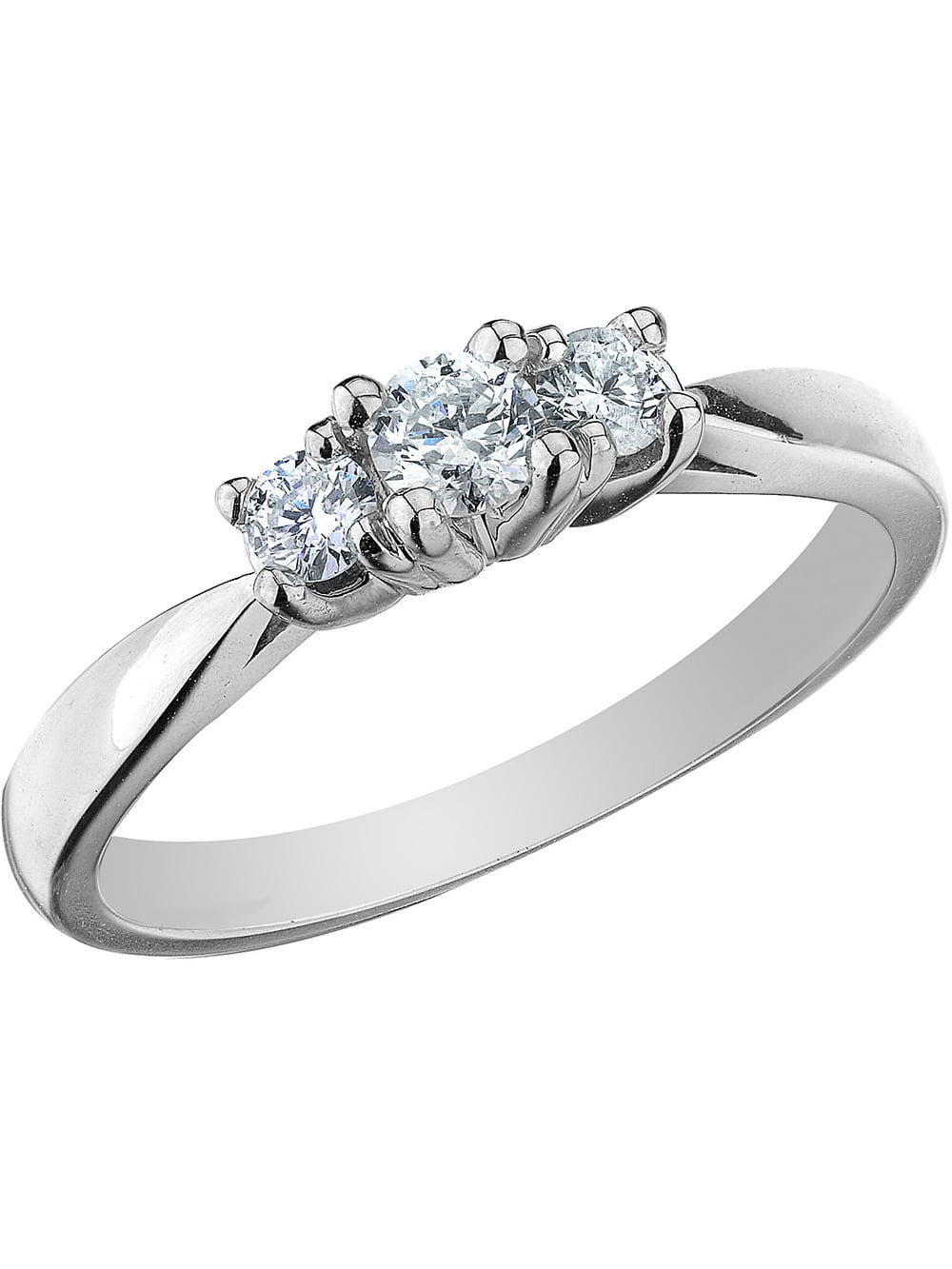 Diamond Three Stone Anniversary Ring 1/4 Carat (Ctw) in 10K White Gold