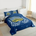 thumbnail image 4 of Feelyou Child Happy Hanukkah Bedding Comforter Set, Western David Star Twin Comforter Sets, Olive Branch Botanical Reversible Bedding Set, Ultra Soft Bedroom Decor, 2 Pieces, 4 of 9
