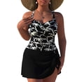 thumbnail image 3 of Womens Plus Size One-Piece Swim Dress Tummy Control Swimsuits Full Coverage Swim Skirt Coconut Tree XXL, 3 of 7