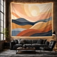 thumbnail image 6 of Stylized Waves Forming Layered Mountains with a Glowing Sun, Serene Abstract for Art Lovers, Modern Landscape Wall Decor, Housewarming Gift, Tapestry Wall Hanging for Bedroom and Living Room, 6 of 7
