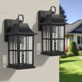 thumbnail image 5 of Maxax 2-Pack Black Outdoor Wall Lights, Waterproof Dusk-to-Dawn Exterior Wall Lanterns with Ripple Glass for Porch, Garage, Entryway, Patio, 5 of 7
