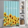 thumbnail image 5 of Summer Flowers Shower Curtain, 72" x 72", Watercolor Sunflower Letter Print Blue Stripes Waterproof Bathroom Curtain Washable Shower Curtain Set with 12 Hooks, 5 of 8