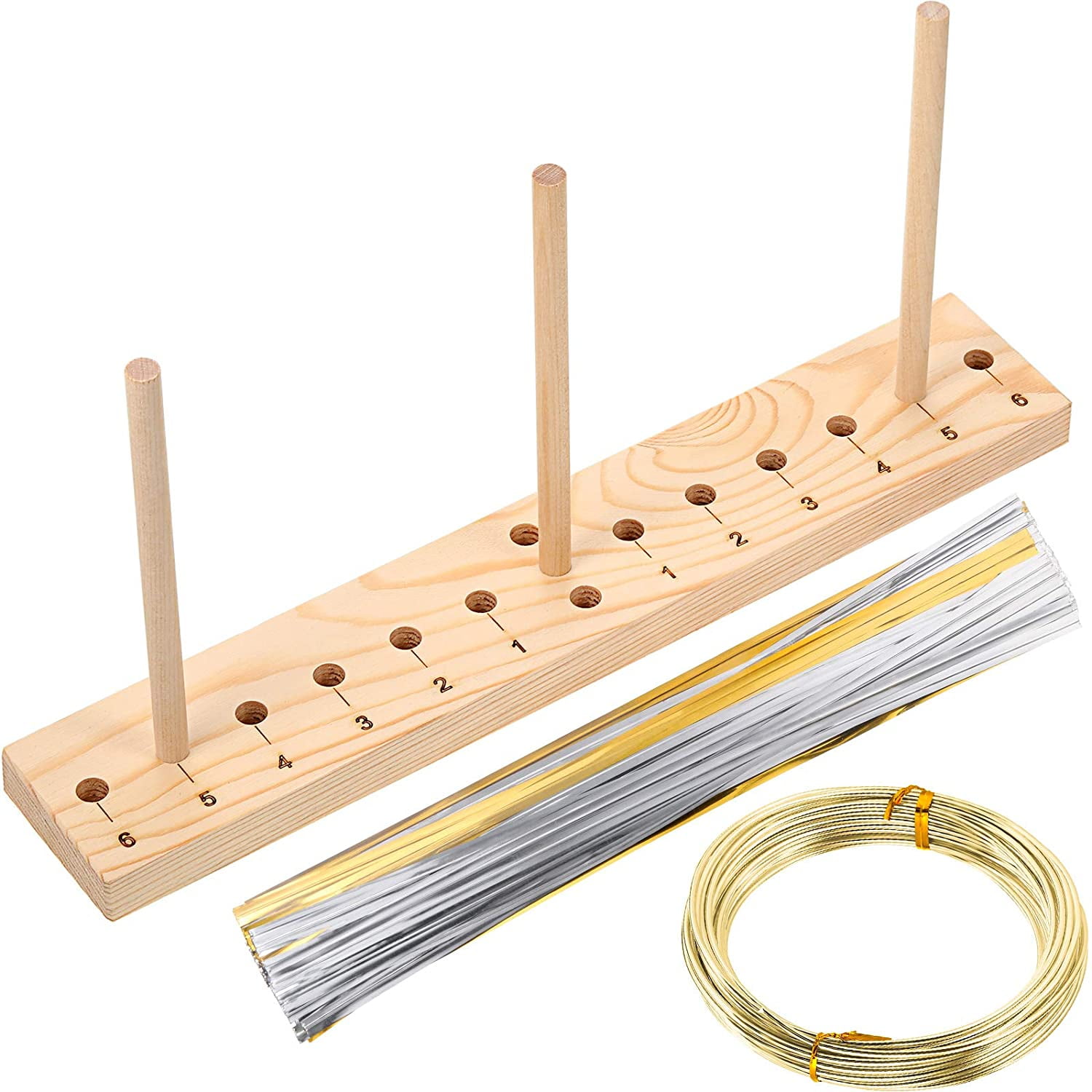 Ribbon Bow Maker Wooden Bow Making Tool with Bow Wire and Twist Ties