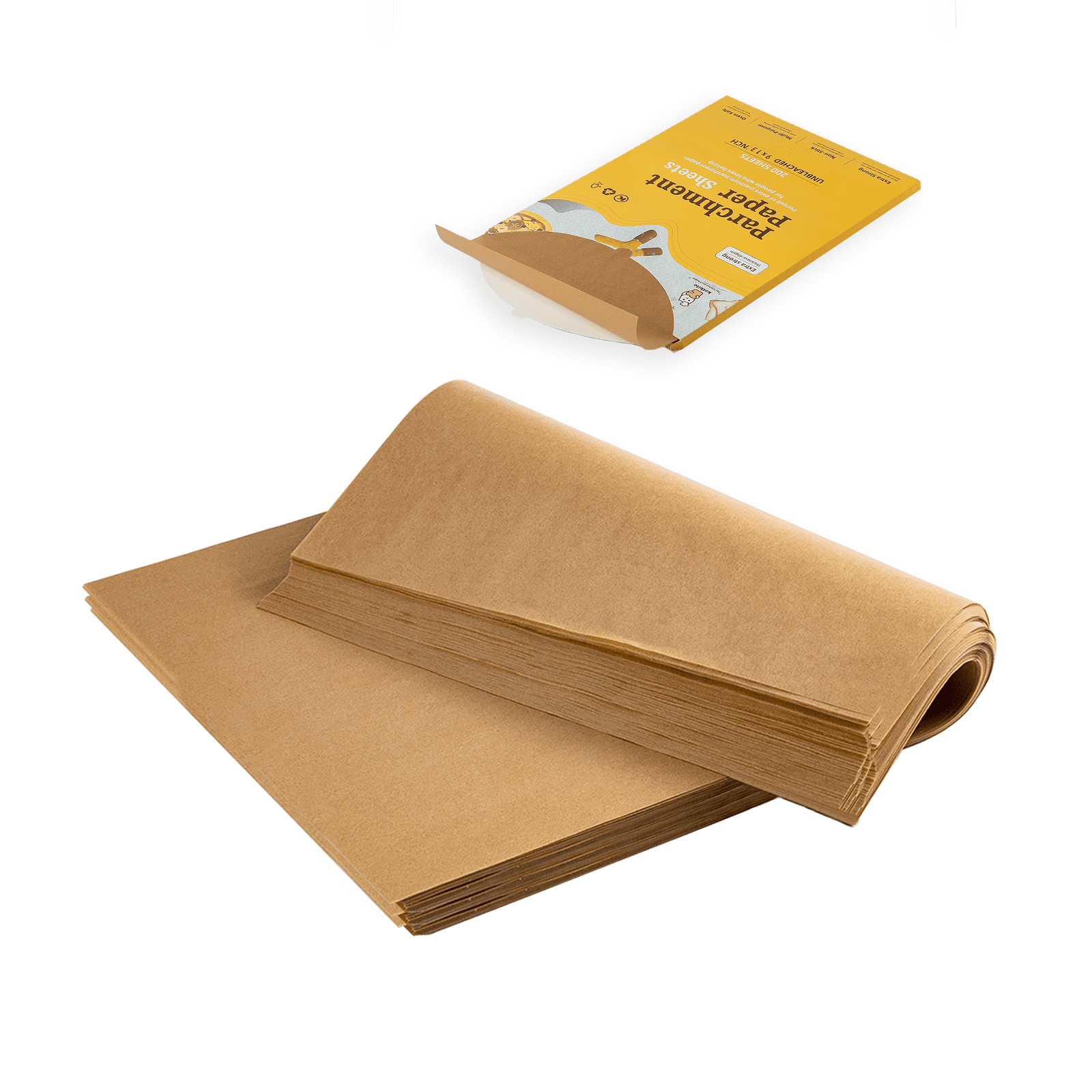 Katbite 200Pcs 9x13 inch Heavy Duty Unbleached Parchment Paper,Brown 