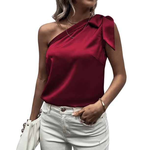 Txlixc Chaleco de hombro único para mujeres, corbata sin mangas Txlixc moda