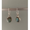 thumbnail image 2 of labradorite/noir Boucles d'Oreilles Pierre de Lune, Boucles d'Oreilles Ovales Labradorite, 2 of 3