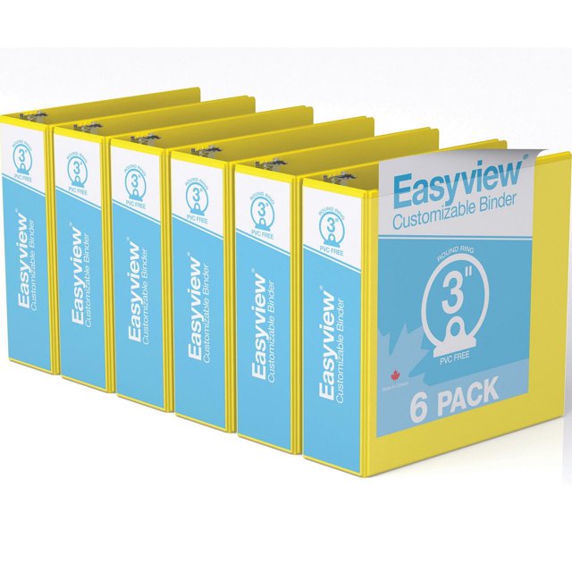Davis Group, Easyview Premium, Round Ring, Customizable, View Binder, 6 Pack, 3"