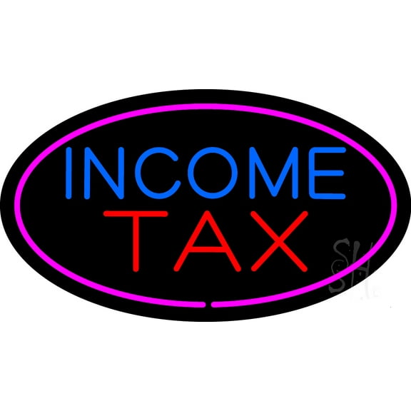 Income Tax Oval Pink Animated LED Neon Sign 20 x 37 - inches, Black Square Cut Acrylic Backing, with Dimmer - Bright and Premium built indoor LED Neon Sign for Defence Force.
