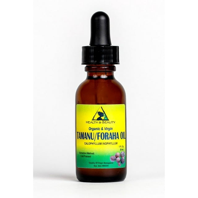 Huile de Tamanu / foraha Biologique Non Raffinée Vierge Pressée à Froid pure 1 oz Compte-Gouttes en Verre
