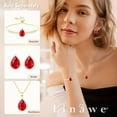 thumbnail image 5 of Linawe Red Crystal Ruby Pendant Chain Necklace for Women, Imitation Diamond 14K Gold Plated Necklace, Cubic Zirconia Birthstone Teardrop Rhinestone Necklace Wedding Jewelry Set, 5 of 6