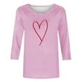 thumbnail image 5 of yillto Womens Valentine's Day Tops Plus Size 3/4 Sleeve Blouse Crewneck Cute Heart Printed Tunic Blouse S-5XL, 5 of 5
