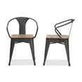 thumbnail image 3 of Set of 2 Baxton Studio Henri Vintage Rustic Industrial Style Tolix-Inspired Bamboo and Steel Stackable Side Chair Set, 3 of 7