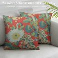 thumbnail image 3 of COMIO Red and Green Flowers Chinoiserie Pillow Covers Flowers Throw Pillowcase Decorative Spring Cushion Cover for Patio Sofa Bedroom Indoor Outdoor Party, 3 of 5