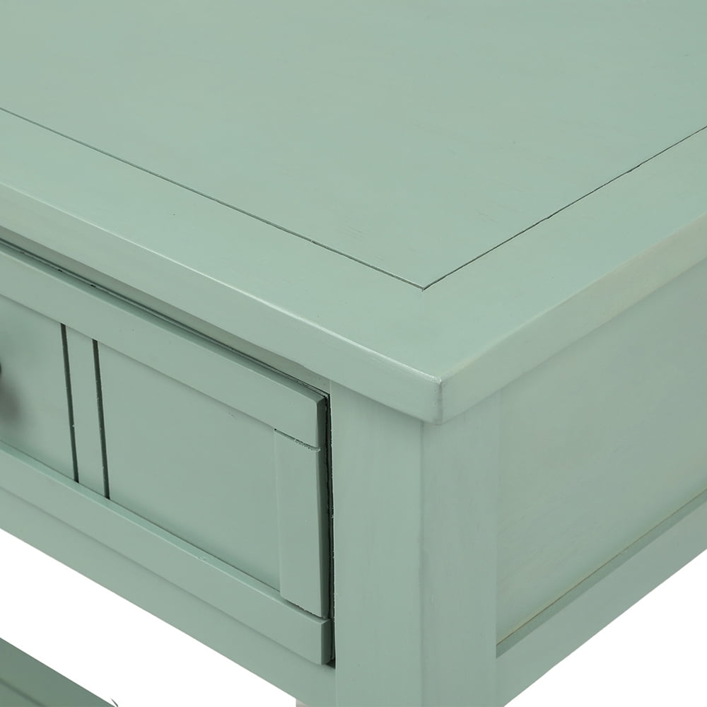 Kepooman Daisy Series Wooden Console Table with 2 Drawers & Bottom Shelf for Entryway, Acacia Mangium, 35.43" L x 13.8" W x 29.9" H, Retro Blue Kepooman Daisy Series Wooden Console Table with 2 Drawers & Bottom Shelf for Entryway, Acacia Mangium, 35.43" L x 13.8" W x 29.9" H, Retro Blue