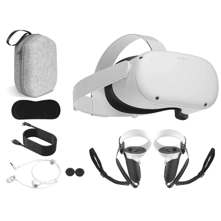 2022 Oculus Quest 2 All-In-One VR Headset with Touch Controllers, 256GB SSD, 3D Audio,Holiday Bundle: Marxsol Carrying Case, Earphone,10Ft Link Cable, Grip Cover,Knuckle & Hand Strap Lens Cover