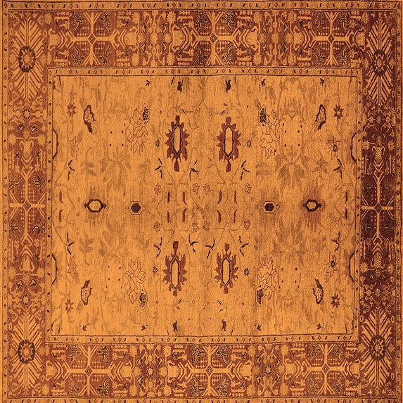 Ahgly Company Indoor Square Oriental Orange Traditional Area Rugs, 3' Square