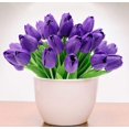 thumbnail image 3 of 10 mini flores artificiales de tulipán, impresionantes flores de plástico de poliuretano de tacto real para decoración de bodas, hogar, habitaciones, hoteles, fiestas, eventos (púrpura), 3 of 5