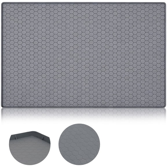 Under Sink Mat for Kitchen 34" x 22", Waterproof Silicone Sink Mat Cabinet Liner, Cuttable Cabinet Shelf Protector, Under Sink Liner Drip Tray with Raised Edge