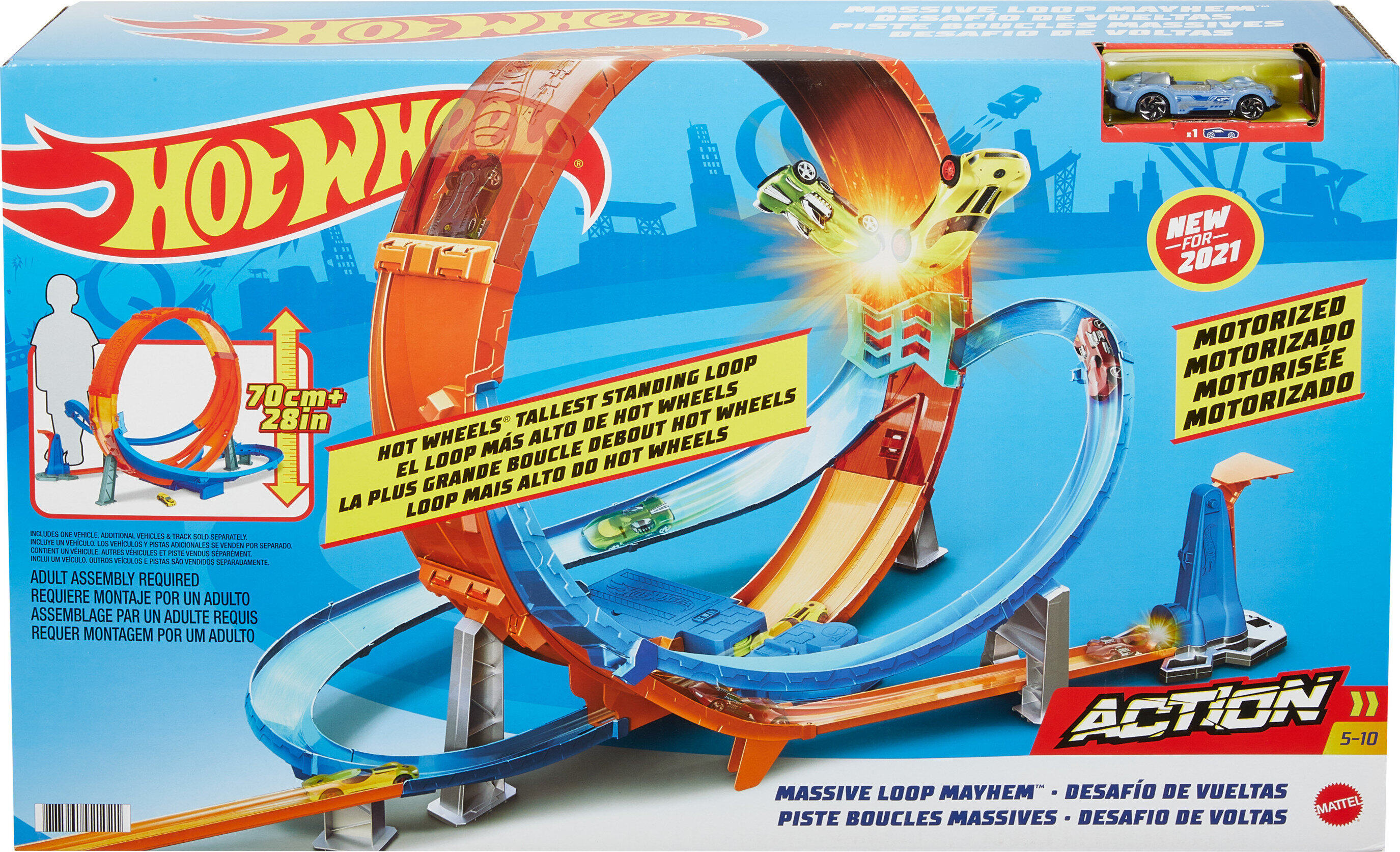 Hot Wheels Massive Loop Mayhem Track Set & 1:64 Scale Toy Car with Loop (28 Inches Wide) - image 7 of 7