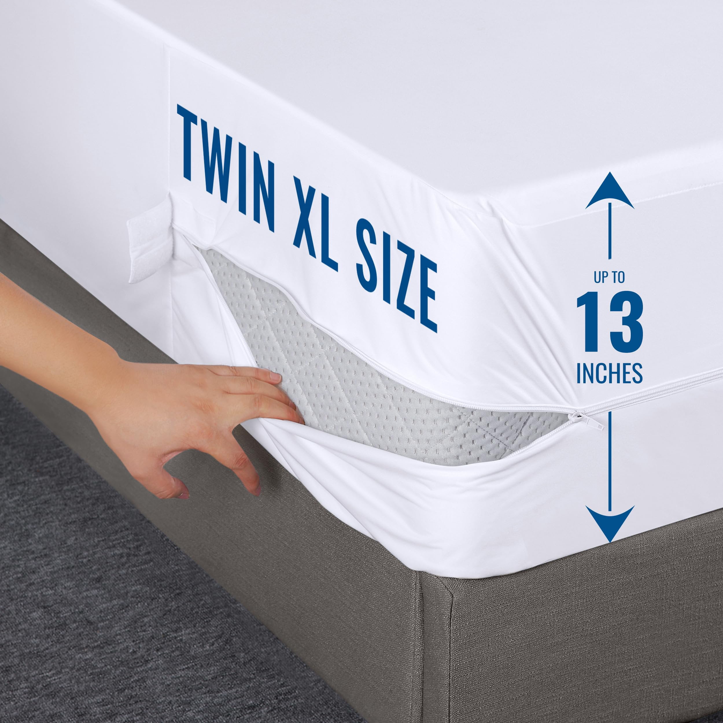 Utopia Bedding Twin XL Mattress Protector Zippered, 100% Waterproof Bed Bug and Dust Mite Proof Mattress Encasement, Absorbent 6 Sided Mattress Cover