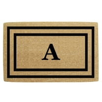 Heavy Duty Coir Door Mat Thin Double Picture Frame, Monogram A - Black 30" x 48"