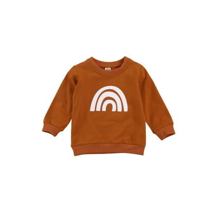 

Sunisery Toddler Baby Boy Girl Fall Winter Outfits Rainbow Pullover Sweatshirt Long Sleeve T-Shirt Sweater Tops Brown 4-5 Years