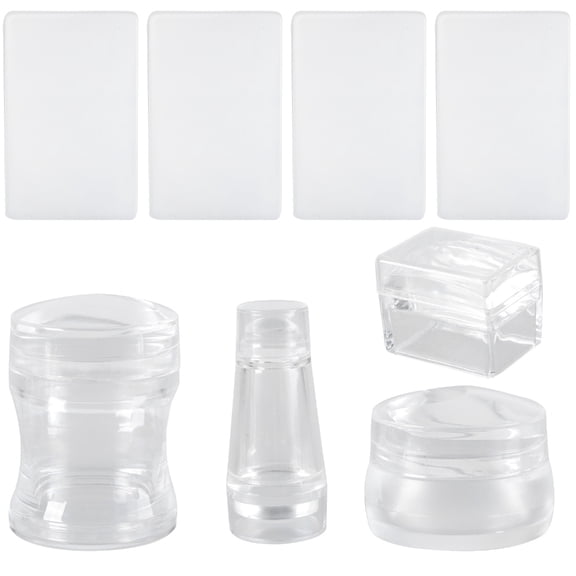 4 Pieces Transparent Silicone French Nail Stamper Set Includes Scrapers for Saolon Easy and Fun Nail Art Creations