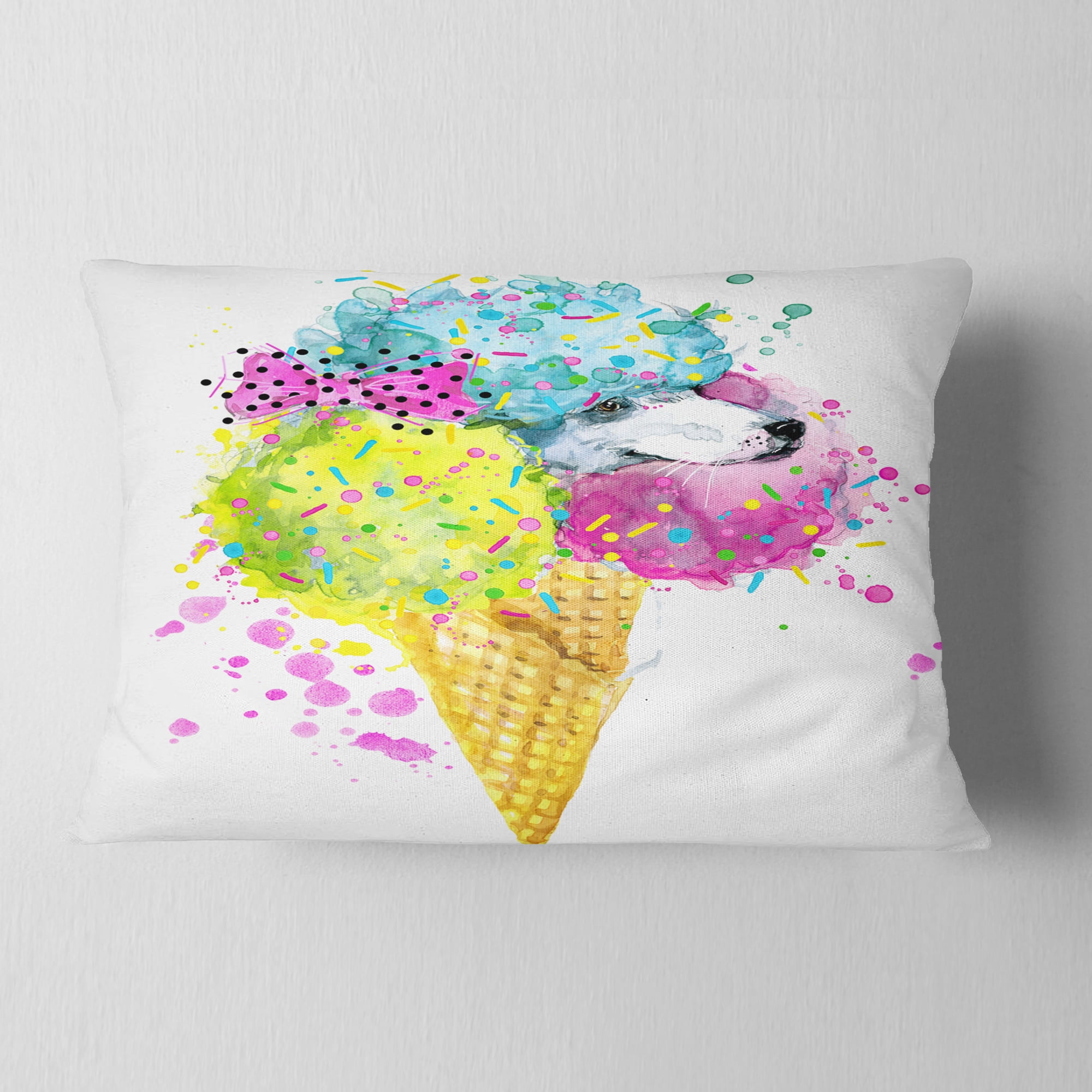 Designart Cute Colorful Puppy Dog - Animal Throw Pillow - 12x20