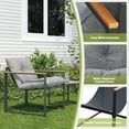 thumbnail image 3 of YHBINHUI 3pcs Chairs Set Powder-Coated Steel Weatherproof Outdoor Conversation Sets with 2 Chairs and 1 Table, Black/Gray, 3 of 7