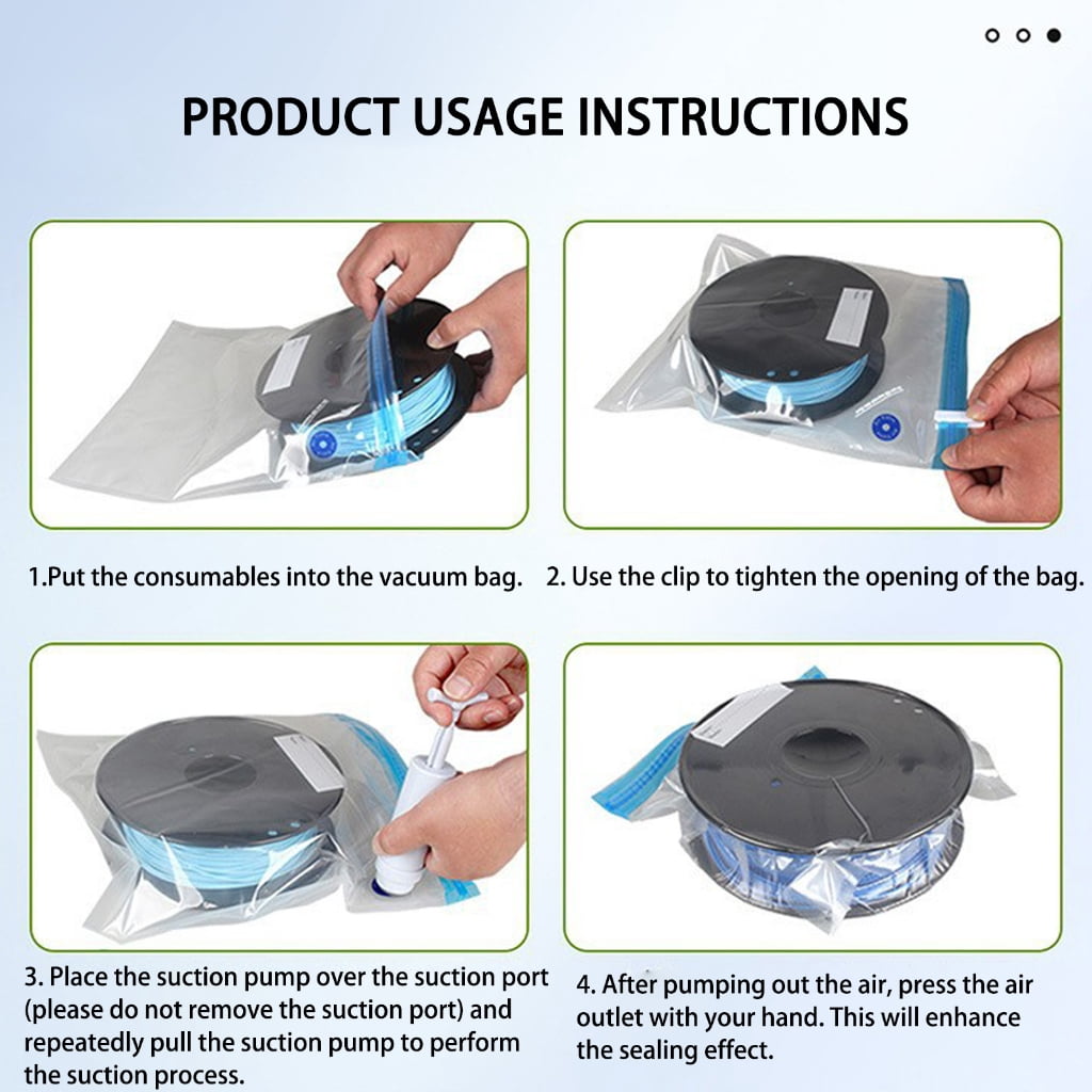 3D Filament Dryer Storage Vacuum Sealing Bags And Pumping Keep Filament Dry Humidity Dry Sealed