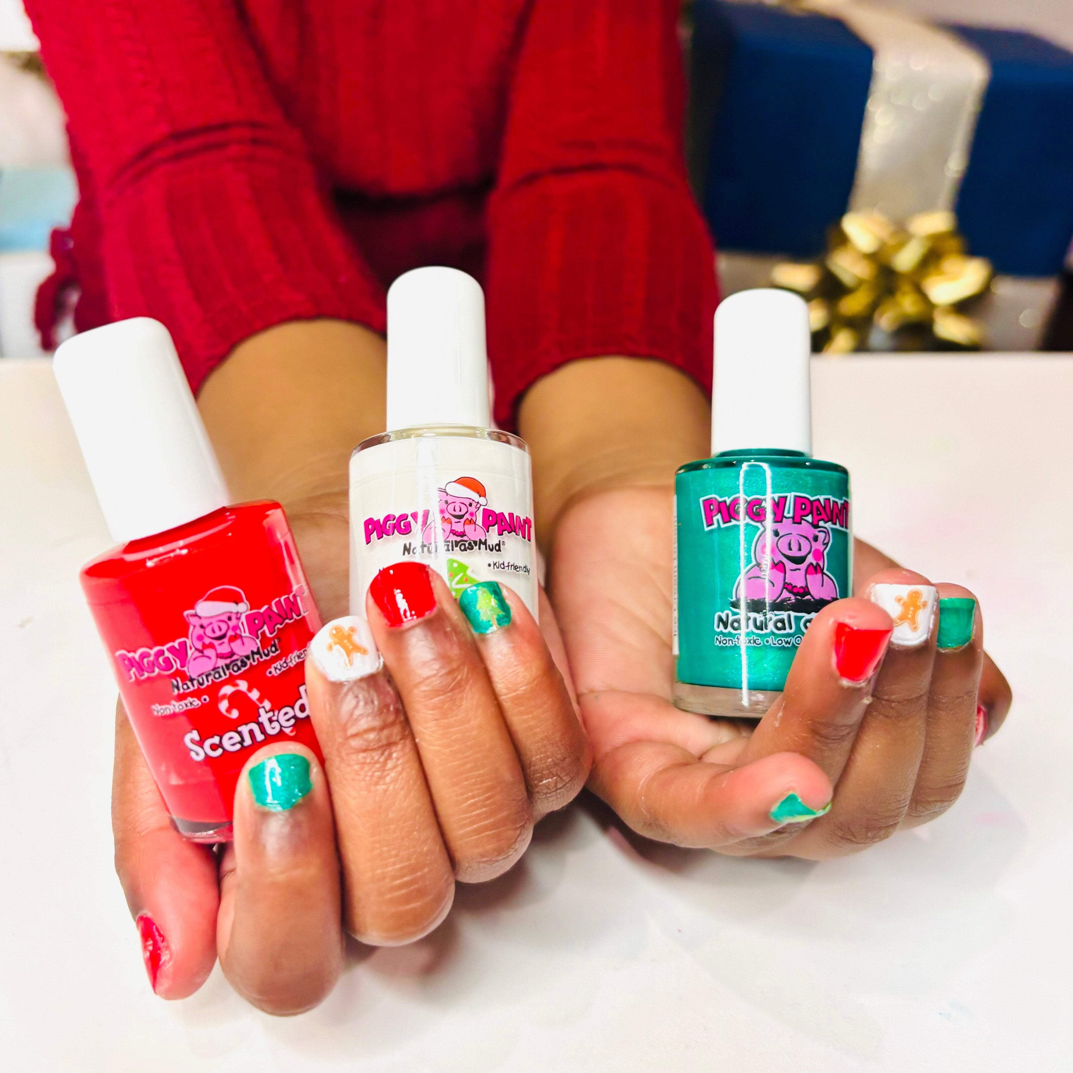 Piggy Paint Merry MistleTOES Gift Set - Kids Non-toxic Nail Polish, Stocking Stuffer, Christmas, Holiday