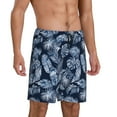 thumbnail image 2 of Balery Tropical Leaves Pantalones cortos de pijama de punto de algodón para hombre con cinturilla y bolsillos-4X-Large, 2 of 6