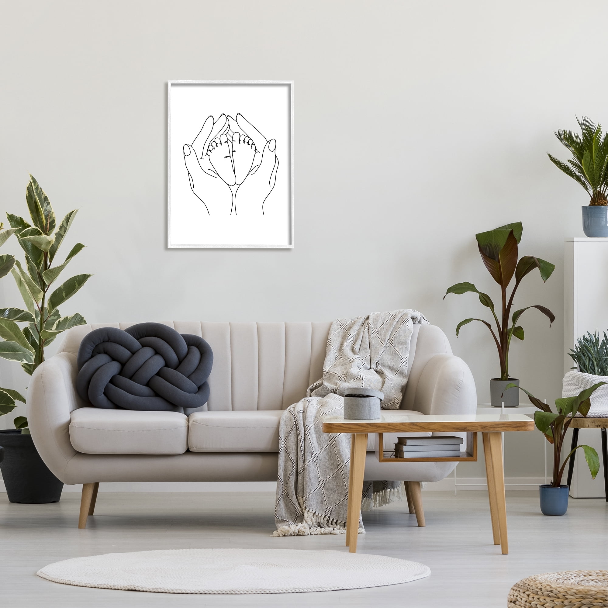 Stupell Industries Hands Holding Baby Feet Minimal Line Drawing, 24 x 30, Designed by JJ Design House LLC