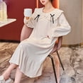 thumbnail image 3 of Defitshape Women's Cute Long Sleeve Nightgown Padded Midi Sleep Dress Ruffle Nighty Cotton Sleepwear Beige 4-6, 3 of 4