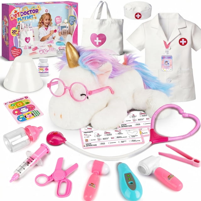Kit Doctor Alritz Unicorn para niñas con estetoscopio y disfraz